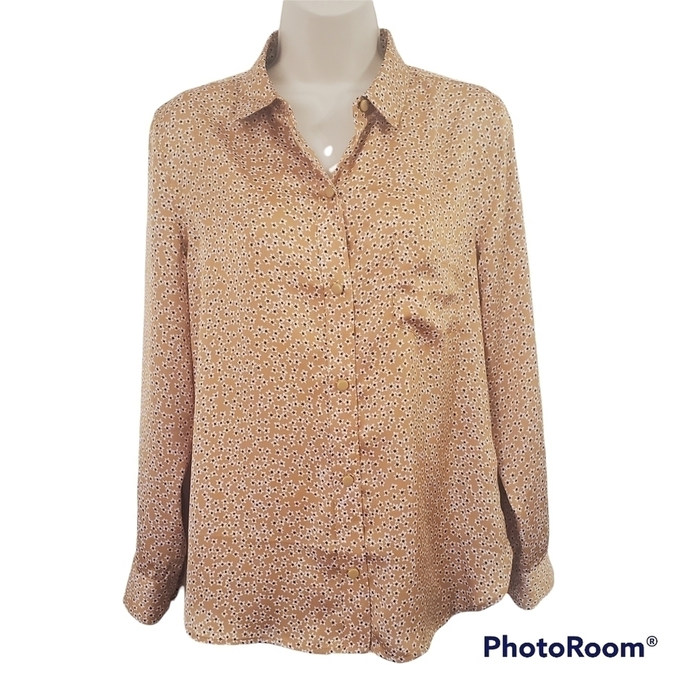 EQUIPMENT Leema Shirt in Ocre Multi Yellow Size S
